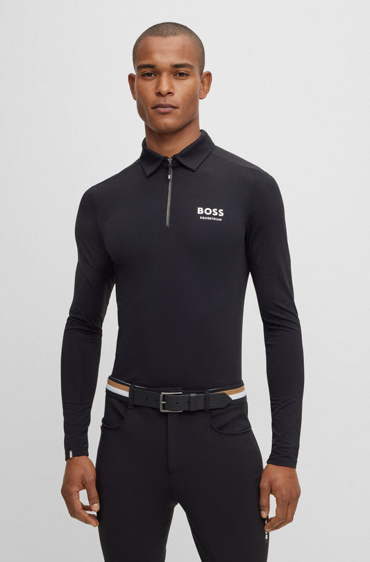 BOSS ELTON SIGNATURE STRIPE TRAINING POLO BLACK