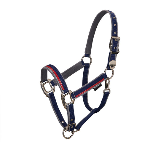 EQUESTRO DOUBLE ADJUSTMENT HALTER NAVY/GREY/RED