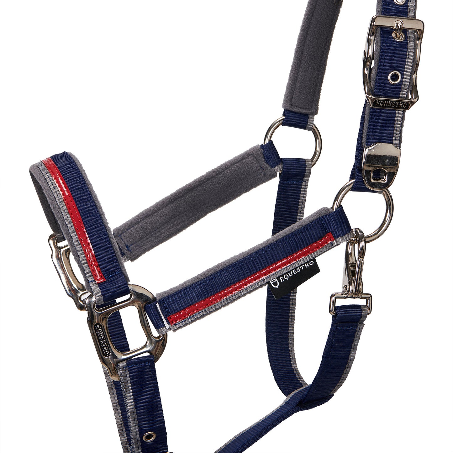 EQUESTRO DOUBLE ADJUSTMENT HALTER NAVY/GREY/RED