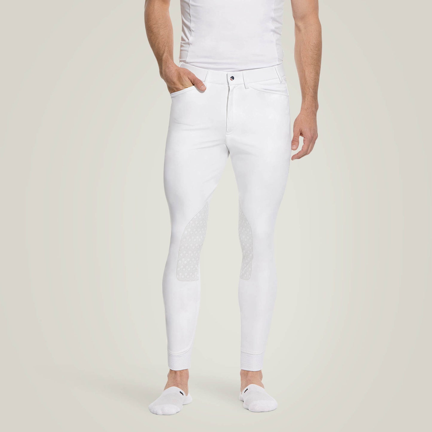 ARIAT MEN TRI FACTOR GRIP KNEE PATCH BREECH WHITE