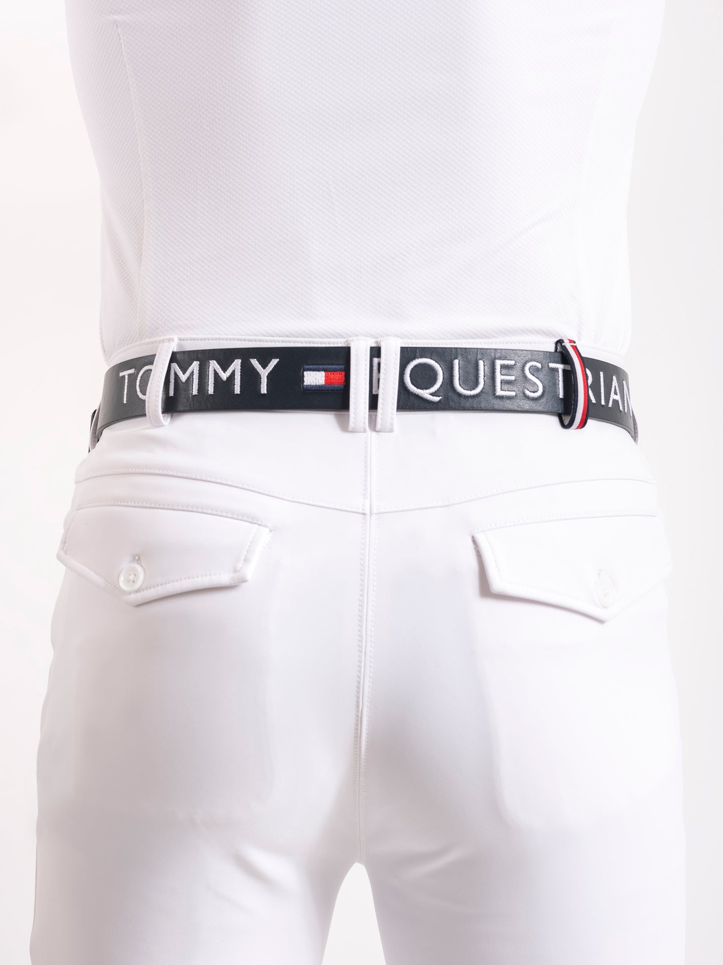 HILFIGER PALERMO FAUX LEATHER EMBROIDERED BELT DESERT SKY