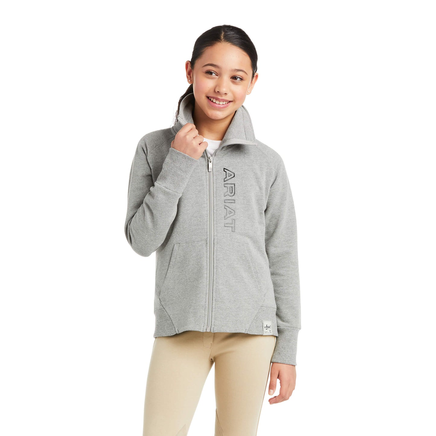 ARIAT TEAM LOGO FULL ZIP SWEATSHIRT GREY