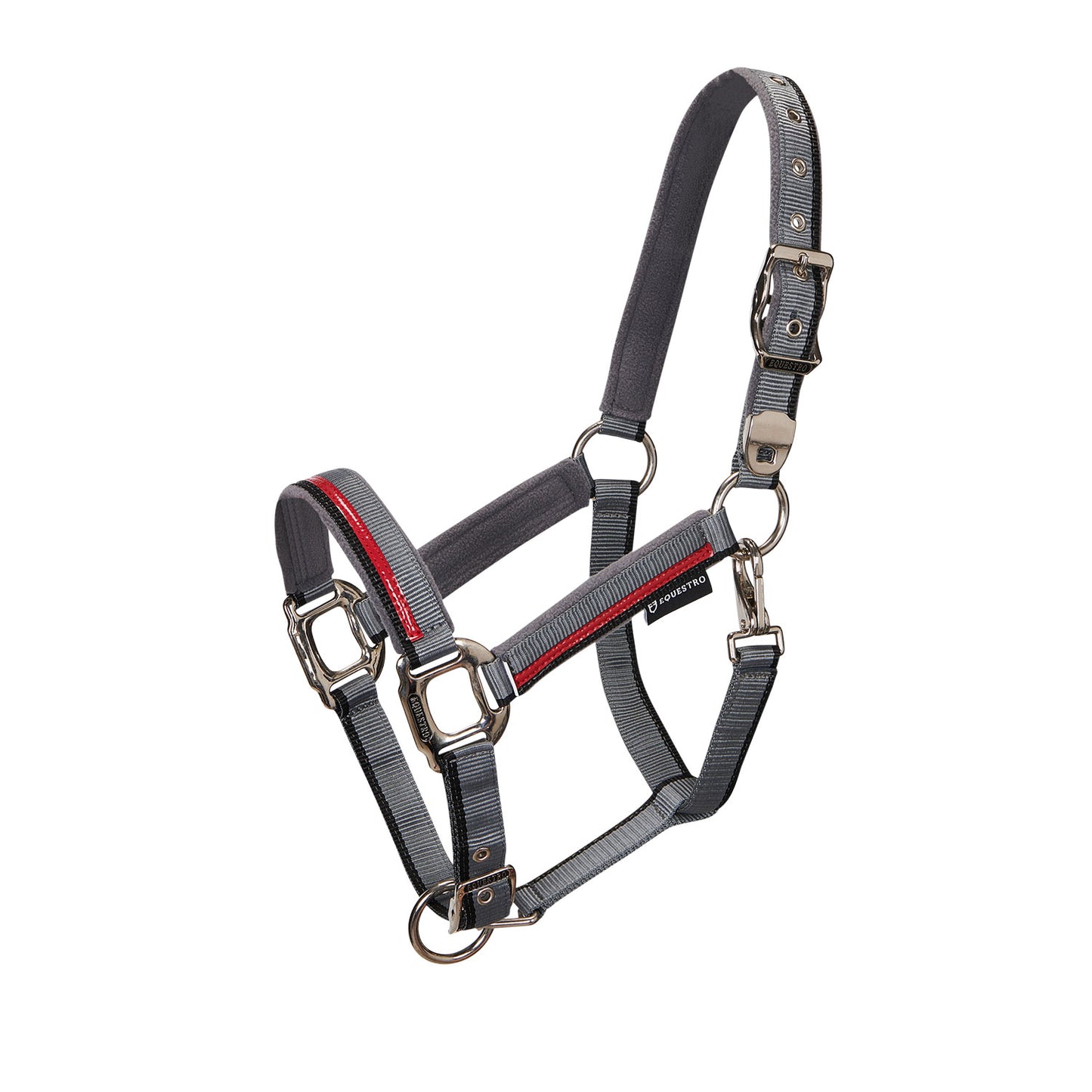 EQUESTRO DOUBLE ADJUSTMENT HALTER GREY/BLACK/RED