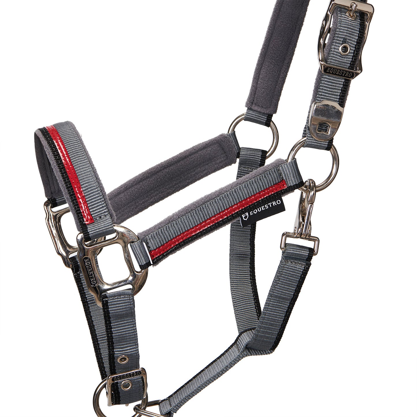 EQUESTRO DOUBLE ADJUSTMENT HALTER GREY/BLACK/RED