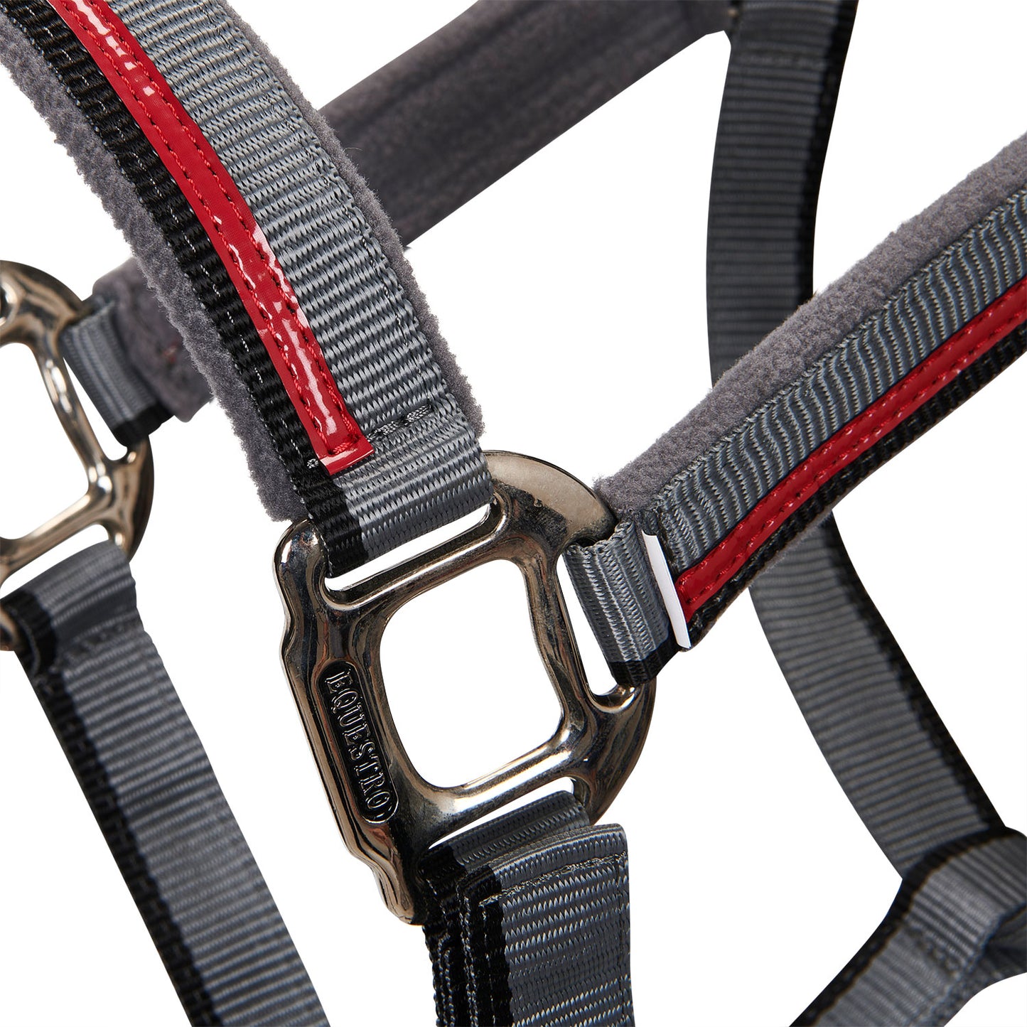 EQUESTRO DOUBLE ADJUSTMENT HALTER GREY/BLACK/RED